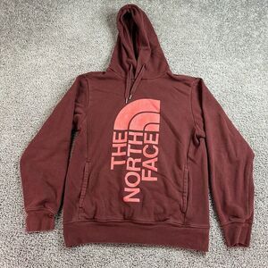 The North Face Hoodie Mens Small Red Pink Half Dome Logo Sweatshirt READ